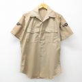 M★古着 半袖 ミリタリー シャツ メンズ 80年代 80s 開襟 オープンカラー ベージュ カーキ 25jul04 中古 トップス