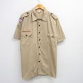 XL★古着 半袖 ボーイスカウト シャツ メンズ 90年代 90s USA製 ベージュ カーキ 25jul04 中古 トップス