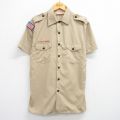 M★古着 半袖 ボーイスカウト シャツ メンズ 90年代 90s USA製 ベージュ カーキ 25jul04 中古 トップス