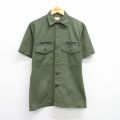 S★古着 半袖 ミリタリー シャツ メンズ 80年代 80s ユーティリティ USA製 濃緑 グリーン 25jul05 中古 トップス