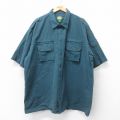 XL★古着 カベラス 半袖 ワーク シャツ メンズ 00年代 00s 大きいサイズ ロング丈 コットン 緑系 グリーン 【spe】 25jul07 中古 トップス