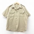 L★古着 半袖 ビンテージ ミリタリー シャツ メンズ 70年代 70s コットン 開襟 オープンカラー ベージュ カーキ 25jul07 中古 トップス
