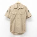 S★古着 半袖 ミリタリー シャツ メンズ 80年代 80s 開襟 オープンカラー USA製 ベージュ カーキ 25jul07 中古 トップス
