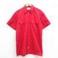 L★古着 ディッキーズ Dickies 半袖 ワーク シャツ メンズ 00年代 00s 赤 レッド 25aug23 中古 トップス