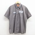 XL★古着 レッドキャップ 半袖 ワーク シャツ メンズ 00年代 00s レッカー車 大きいサイズ グレー他 ストライプ 26mar31