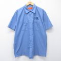 XL★古着 レッドキャップ 半袖 ワーク シャツ メンズ 90年代 90s CCI 大きいサイズ ロング丈 薄紺 26apr02