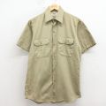 L★古着 モンゴメリーワード 半袖 ワーク シャツ メンズ 80年代 80s コットン ベージュ【spe】 26apr13