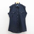 L★古着 ノースリーブ ワーク シャツ メンズ 90年代 90s USA製 紺 26apr13