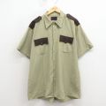 XL★古着 半袖 ワーク シャツ メンズ 80年代 80s 大きいサイズ ベージュ 26apr13