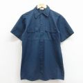 M★古着 ディッキーズ 半袖 ワーク シャツ メンズ 90年代 90s USA製 紺 26apr13