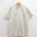 XL★古着 レッドキャップ 半袖 ワーク シャツ メンズ 80年代 80s ロング丈 ベージュ他 ストライプ 26apr13