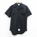 M★古着 半袖 ミリタリー シャツ メンズ 90年代 90s 開襟 オープンカラー USA製 黒 26apr25