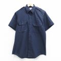 M★古着 レッドキャップ 半袖 ワーク シャツ メンズ 90年代 90s USA製 紺 26apr25