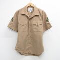 L★古着 半袖 ミリタリー シャツ メンズ 00年代 00s 開襟 オープンカラー USA製 ベージュ 26apr25