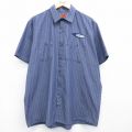 レッドキャップ 00s 半袖ワークシャツ ストライプ ネイビー XL | 古着