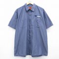 レッドキャップ 00s 半袖ワークシャツ ストライプ ネイビー XL | 古着