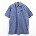 レッドキャップ 00s 半袖ワークシャツ ストライプ ネイビー XL | 古着