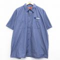 XL★古着 レッドキャップ 半袖 ワーク シャツ メンズ 00年代 00s PSSI 大きいサイズ ネイビー ストライプ 26may13