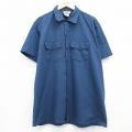 XL★古着 ディッキーズ 半袖 ワーク シャツ メンズ 90年代 90s 大きいサイズ ロング丈 USA製 ネイビー【spe】 26may13