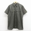 XL★古着 ディッキーズ 半袖 ワーク シャツ メンズ 90年代 90s ロング丈 USA製 カーキ 26may27