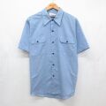 70s 半袖シャンブレーシャツ ライトブルー XL | 古着