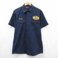 L★古着 リー Lee 半袖 ワーク シャツ メンズ 70年代 70s IMPCO USA製 ネイビー【spe】 26jun03