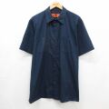 レッドキャップ 00s 半袖ワークシャツ ストライプ ネイビー XL | 古着