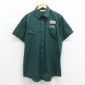 XL★古着 半袖 ワーク シャツ メンズ 90年代 90s ロープライス ロング丈 USA製 グリーン 26jun12