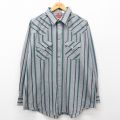 ELY 00s 長袖ウエスタンシャツ ストライプ グレー XL | 古着