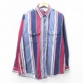 XL★古着 ラングラー Wrangler 長袖 ウエスタン シャツ メンズ 00年代 00s 大きいサイズ 紺他 ネイビー ストライプ 25sep18 中古 トップス