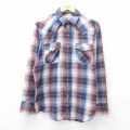 L★古着 キャンパス 長袖 ウエスタン シャツ メンズ 90年代 90s 紺他 ネイビー チェック 25sep18 中古 トップス