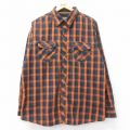 XL★古着 長袖 ウエスタン シャツ メンズ モッシーオーク 大きいサイズ オレンジ他 チェック 25oct14 中古 トップス