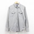 L★古着 ラングラー Wrangler 長袖 ウエスタン シャツ メンズ 90年代 90s コットン グレー 25oct29 中古 トップス