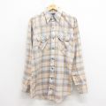 L★古着 DEE CEE 長袖 ウエスタン シャツ メンズ 80年代 80s USA製 薄ベージュ カーキ チェック 25oct30 中古 トップス