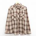 XL★古着 ラングラー Wrangler 長袖 ウエスタン シャツ メンズ 80年代 80s 大きいサイズ USA製 こげ茶 ブラウン チェック 25oct30 中古 トップス
