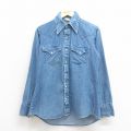 M★古着 ELY 長袖 ウエスタン シャツ メンズ 80年代 80s コットン 紺 ネイビー デニム 25oct30 中古 トップス