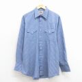 XL★古着 ELY 長袖 ウエスタン シャツ メンズ 90年代 90s 薄青他 チェック 26jan23