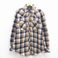 L★古着 長袖 ウエスタン シャツ メンズ 80年代 80s ベージュ他 チェック 26jan23