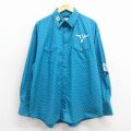 XL★古着 ラングラー 長袖 ウエスタン シャツ メンズ 刺繍 大きいサイズ コットン 水色 26jan24
