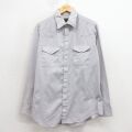 L★古着 長袖 ウエスタン シャツ メンズ 90年代 90s 無地 USA製 グレー 26jan24