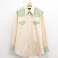 L★古着 長袖 ウエスタン シャツ メンズ 70年代 70s 薄ベージュ 26jan24