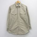 L★古着 カーハート 長袖 ウエスタン シャツ メンズ 90年代 90s ロング丈 コットン USA製 ベージュ【spe】 26feb06