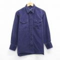XL★古着 ラングラー 長袖 ウエスタン シャツ メンズ コットン 紺 26feb06