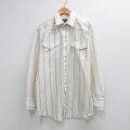 L★古着 長袖 ウエスタン シャツ メンズ 90年代 90s ロング丈 白系他 ストライプ 26feb25