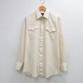 L★古着 長袖 ウエスタン シャツ メンズ 90年代 90s USA製 薄ベージュ他 ストライプ 26feb25