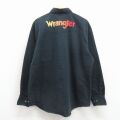 XL★古着 ラングラー 長袖 ウエスタン シャツ メンズ ビッグロゴ 大きいサイズ ボタンダウン 黒 26mar05