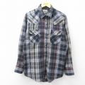 XL★古着 ELY 長袖 ウエスタン シャツ メンズ 90年代 90s 紺他 チェック 26apr06