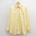 XL★古着 長袖 ウエスタン シャツ メンズ 80年代 80s 大きいサイズ USA製 黄 26apr24