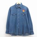 XL★古着 ラングラー 長袖 ウエスタン シャツ メンズ テキサス 紺 デニム 26apr24