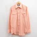 L★古着 長袖 ウエスタン シャツ メンズ 90年代 90s USA製 オレンジ 26may19